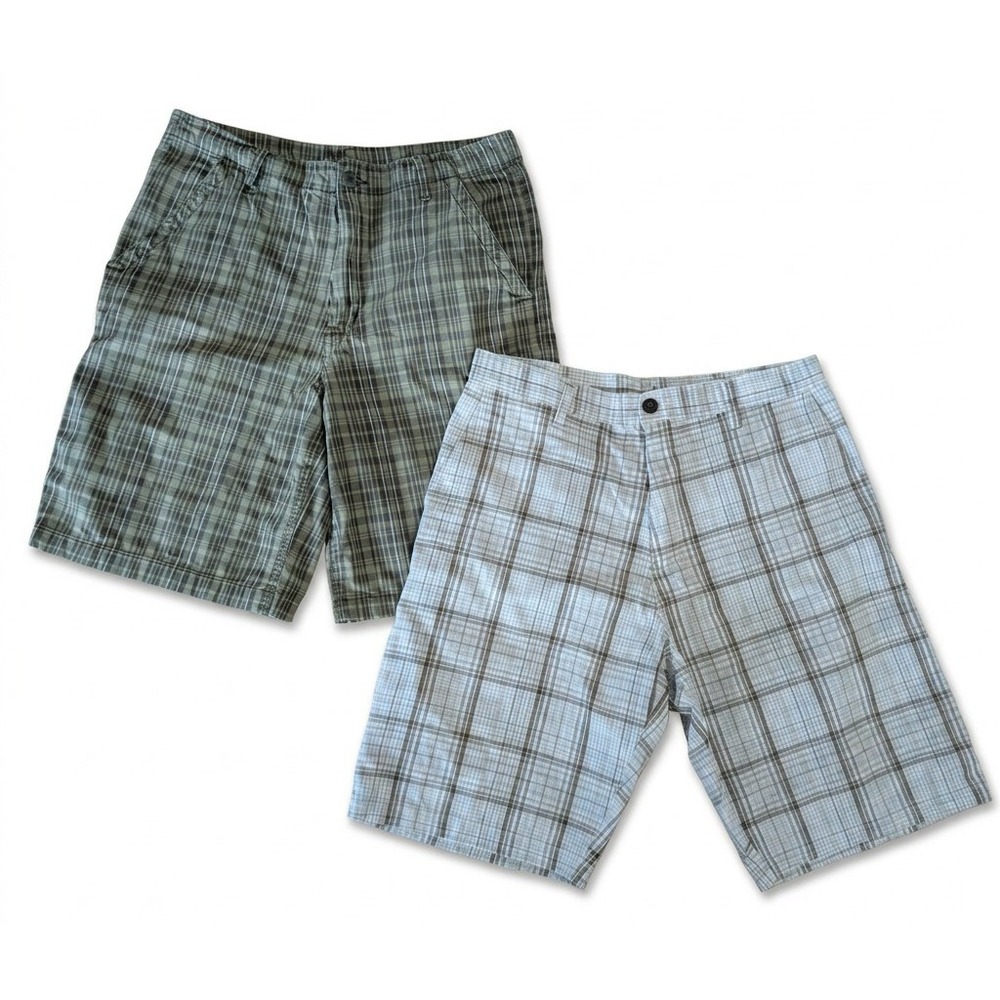 Men's Flat Front Shorts, 2 Pairs - Faded Glory and Burnside, Size 32 x 9"